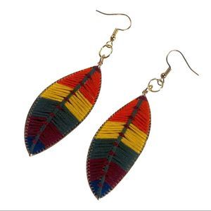 Leaf earrings fall colored threading, super cute!